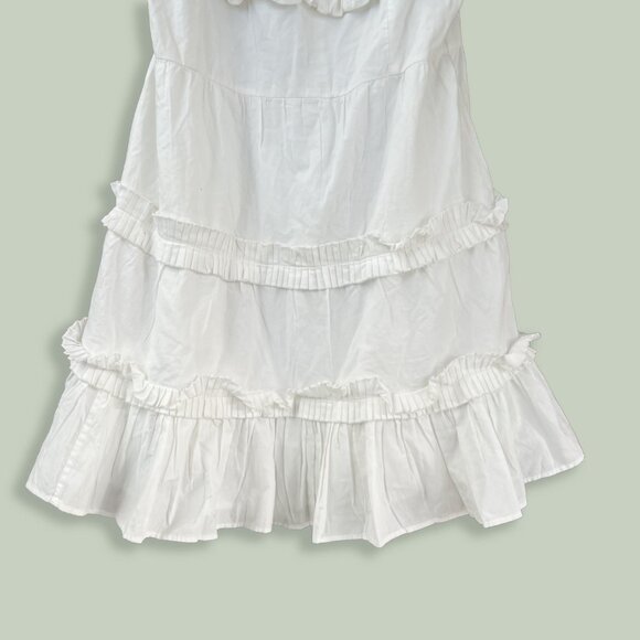 Love The Label | White Cotton Tiered Ruffle Mini Dress | L | Minor Flaws - Picture 4 of 15